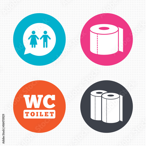 Toilet paper icons. Gents and ladies room.