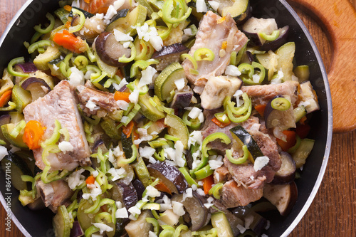 Grilled meat and vegetables