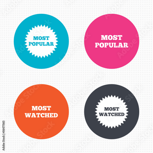 Most popular star icon. Most watched symbol.