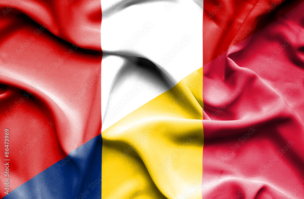 Waving flag of Chad and Peru Waving flag of Chad and Peru
