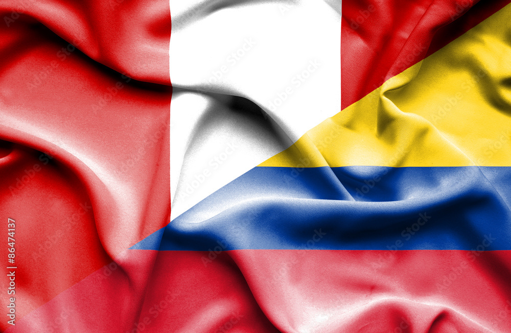 Waving flag of Columbia and Peru