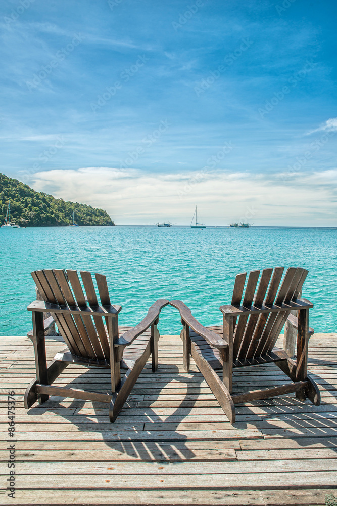 Summer, Travel, Vacation and Holiday concept - Beach chair on th