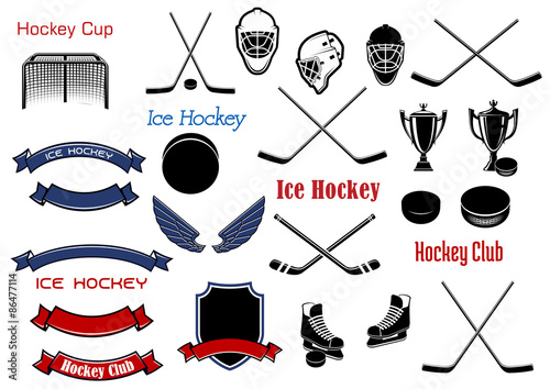Ice hockey and heraldic symbols or items