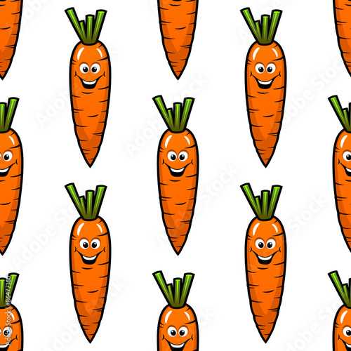 Cartoon carrot vegetables seamless pattern