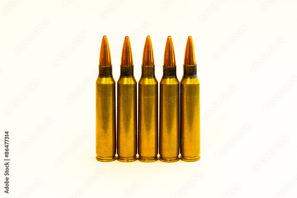 Loaded 5.56mm rifle cartridges Loaded 5.56mm rifle cartridges