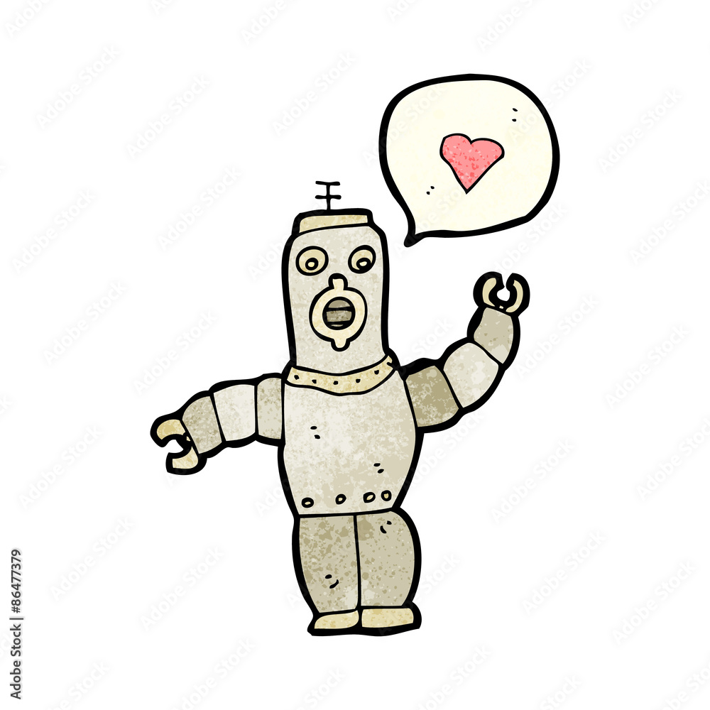cartoon retro robot in love cartoon retro robot in love