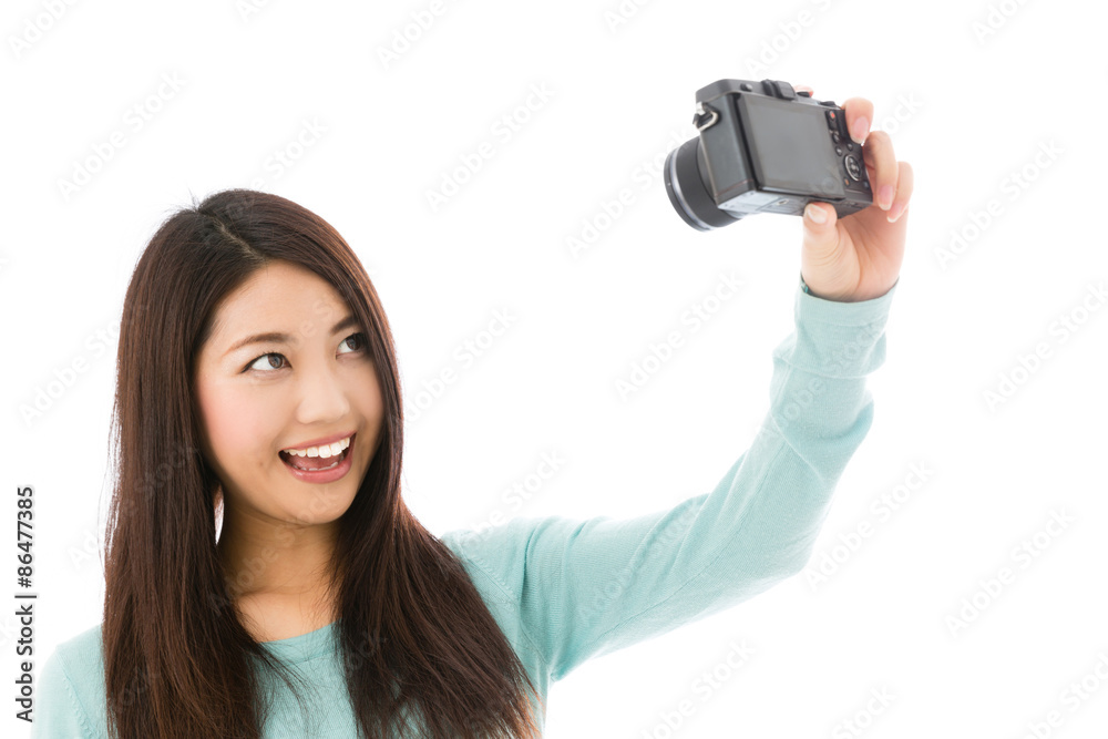 young asian woman on white background young asian woman on white background