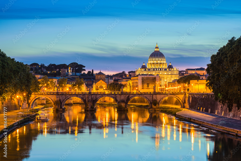 Saint Peter's Basilica and Sant'Angelo bridge - Rome - Italy