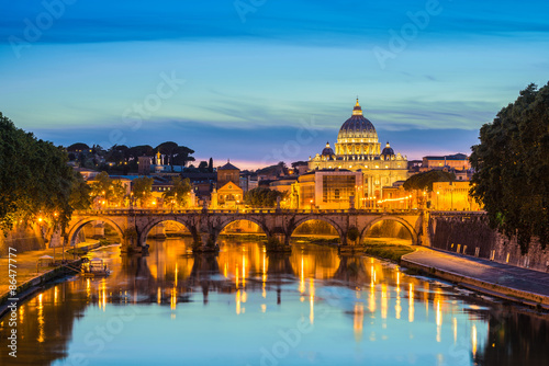 Saint Peter's Basilica and Sant'Angelo bridge - Rome - Italy