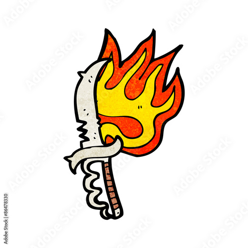 flaming knife cartoon