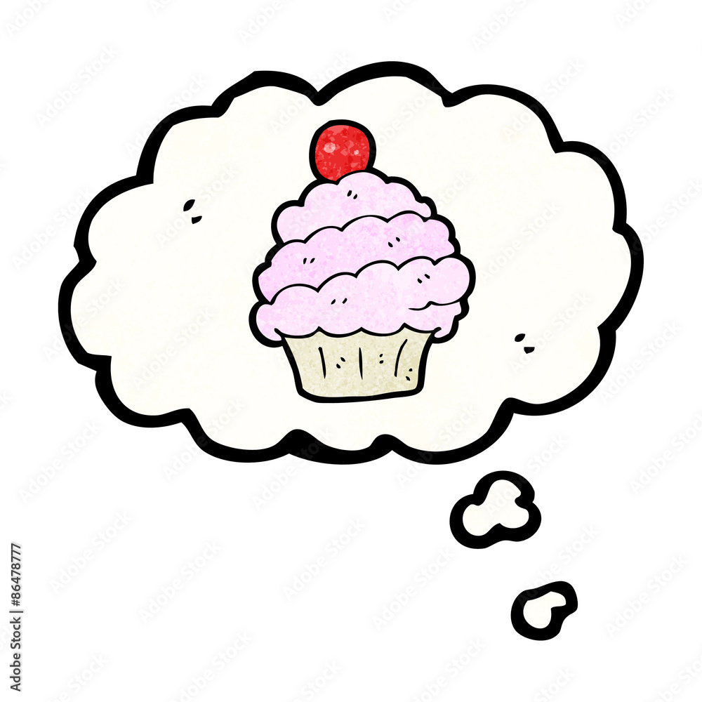 cartoon cupcake in thought bubble symbol cartoon cupcake in thought bubble symbol