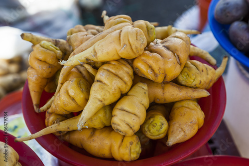 Mashua on a market stall in Ecuador photo