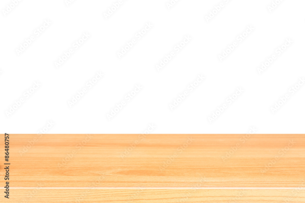 Fototapeta premium Top wooden table isolated on white background