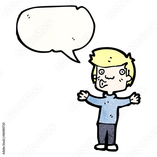 cartoon whistling boy
