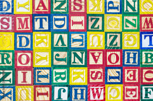 Pattern of colorful alphabet blocks  Texture and background