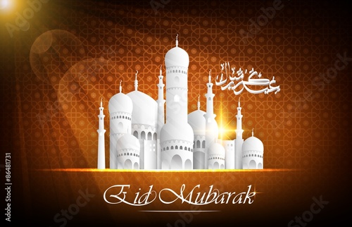 Eid Mubarak background with mosque