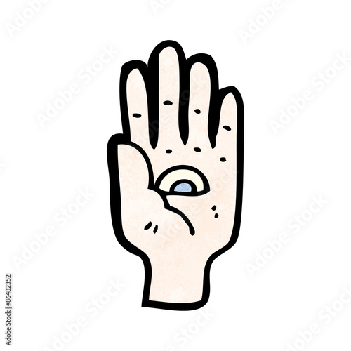 spooky all seeing eye hand symbol