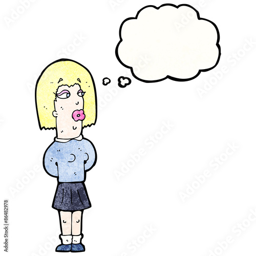 cartoon ugly woman with thought bubble