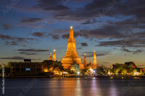 Wat Arun Buddhist religious places in twilight time, Bangkok, Thailand