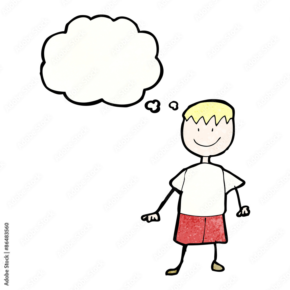child's drawing of a happy boy with thought bubble child's drawing of a happy boy with thought bubble