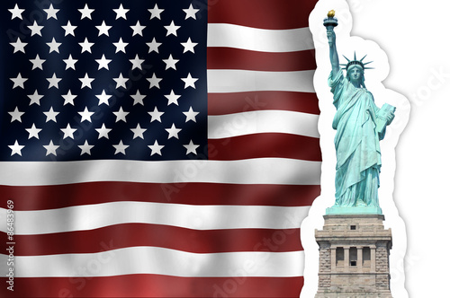 Unites States Flag Statue o...
