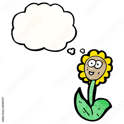 cartoon flower with thought bubble