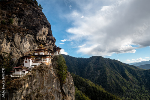 Tiger's nest monastery or Taktsang  Monastery  is a Buddhist temple complex which clings to a cliff, 3120 meters above the sea level on the side of the upper Paro valley, Bhutan.