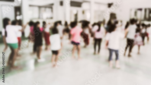 Blurred children in thai dancing class