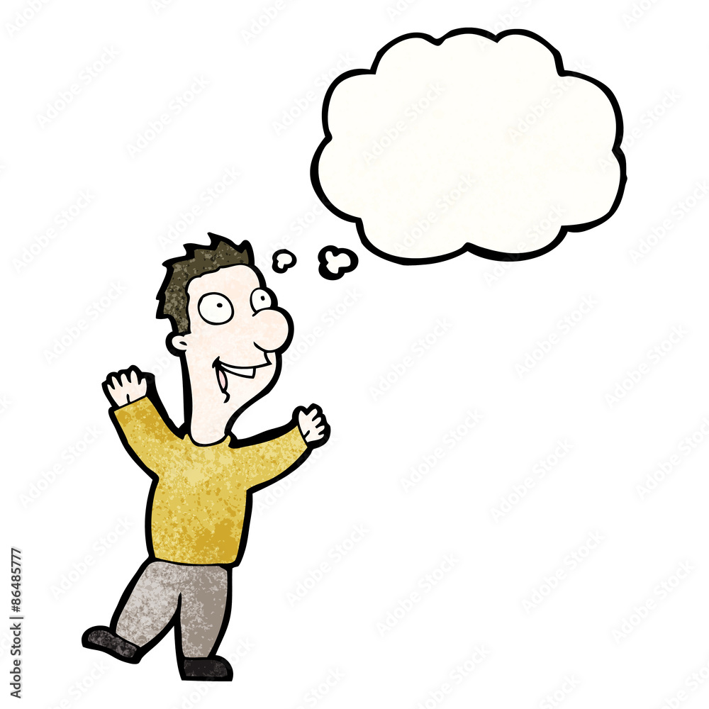 cartoon happy man with thought bubble cartoon happy man with thought bubble