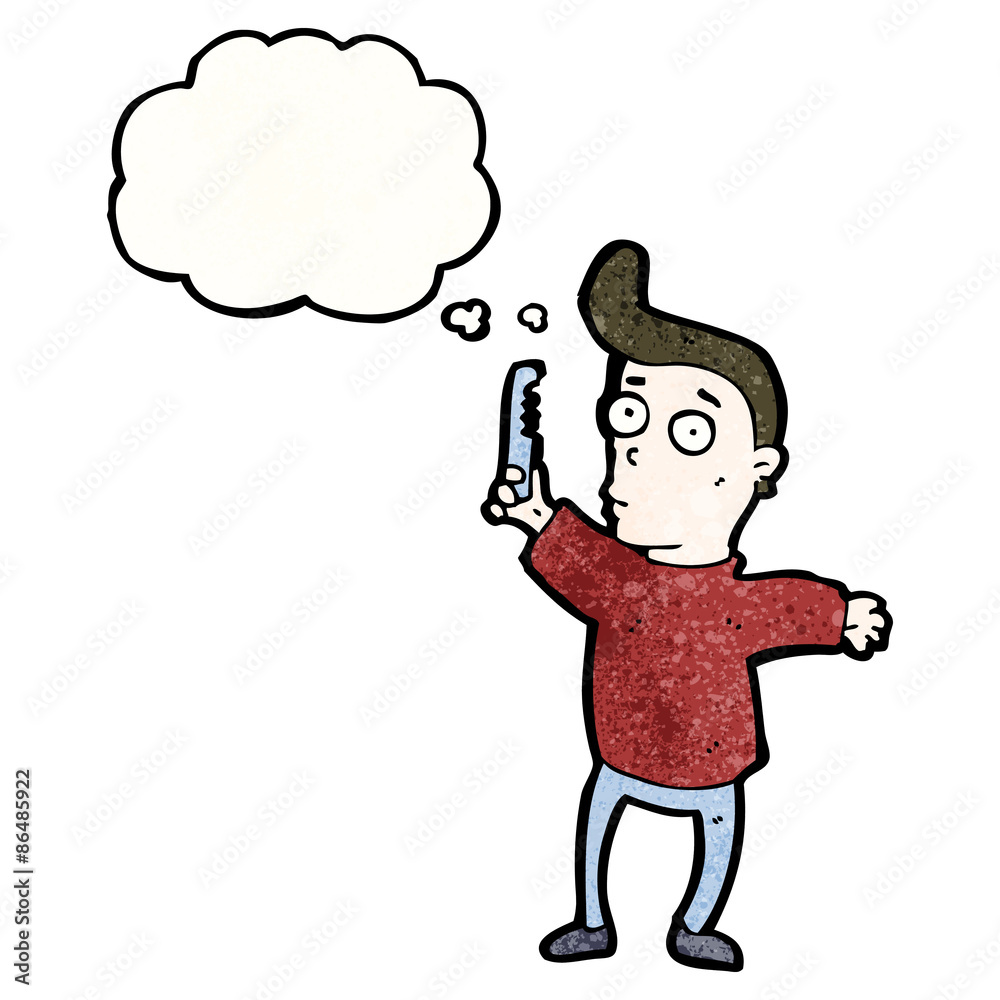 Fototapeta premium cartoon man combing hair