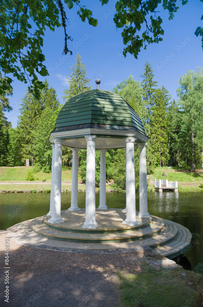 Rotunda in the park near pond