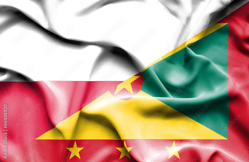 Waving flag of Guernsey and Poland Waving flag of Guernsey and Poland