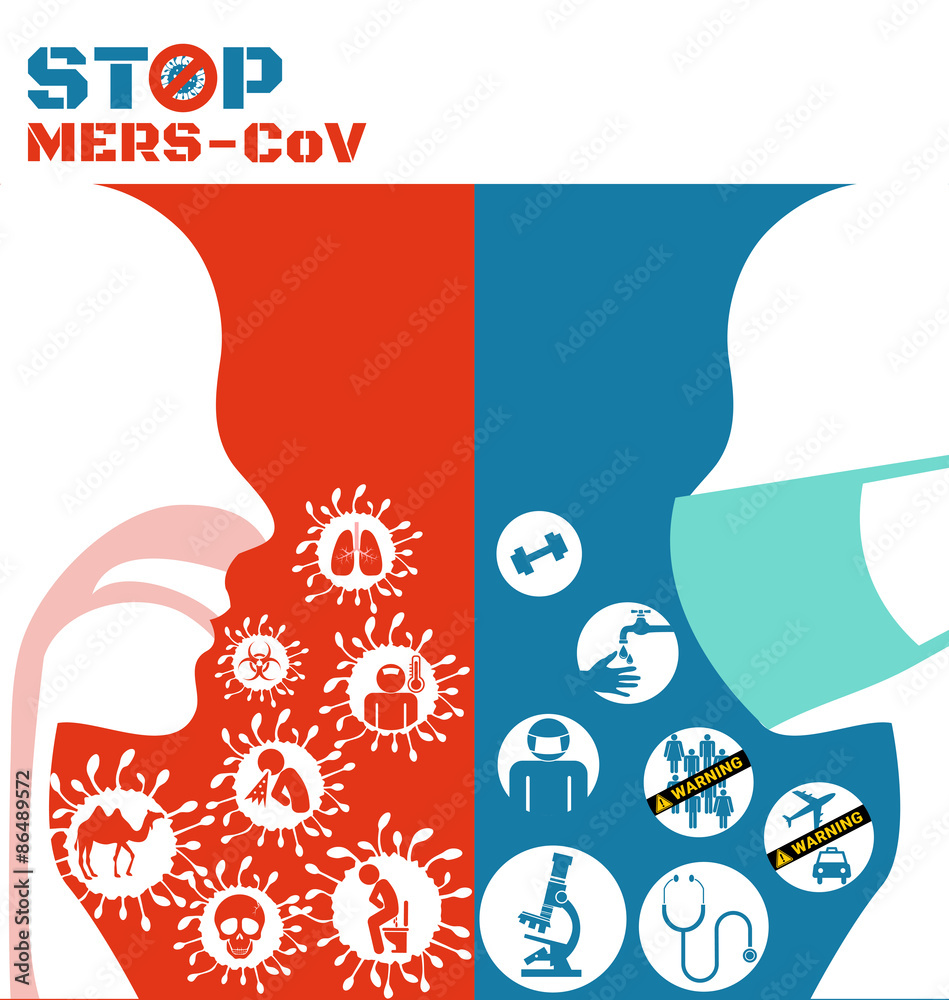 Naklejka premium Mers virus and respiratory pathogens of human