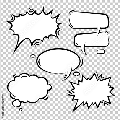 Vector set of comic bubbles empty