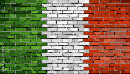 Grunge flag of Italy on a brick wall,
italian flag on brick textured background, 
Flag of Italy painted on brick wall,
Flag of Italy in brick style