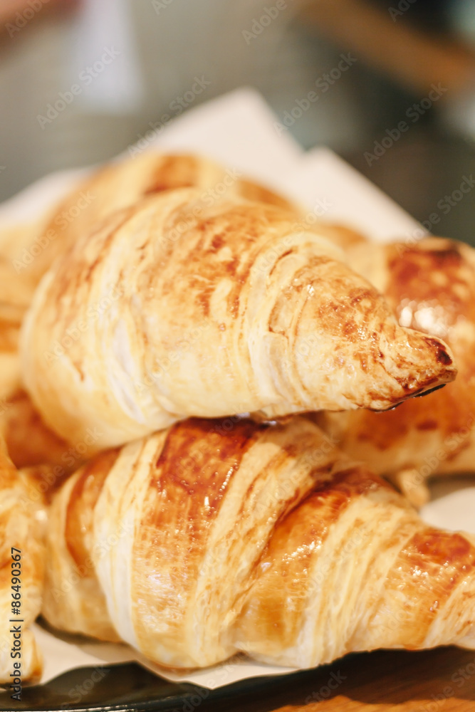 Closeup of croissants for breakfast Closeup of croissants for breakfast