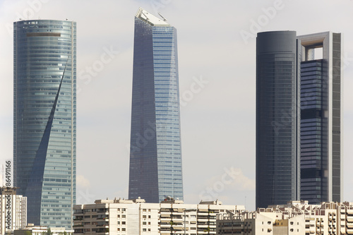 Four towers skyscrapers finance area in Madrid, Spain