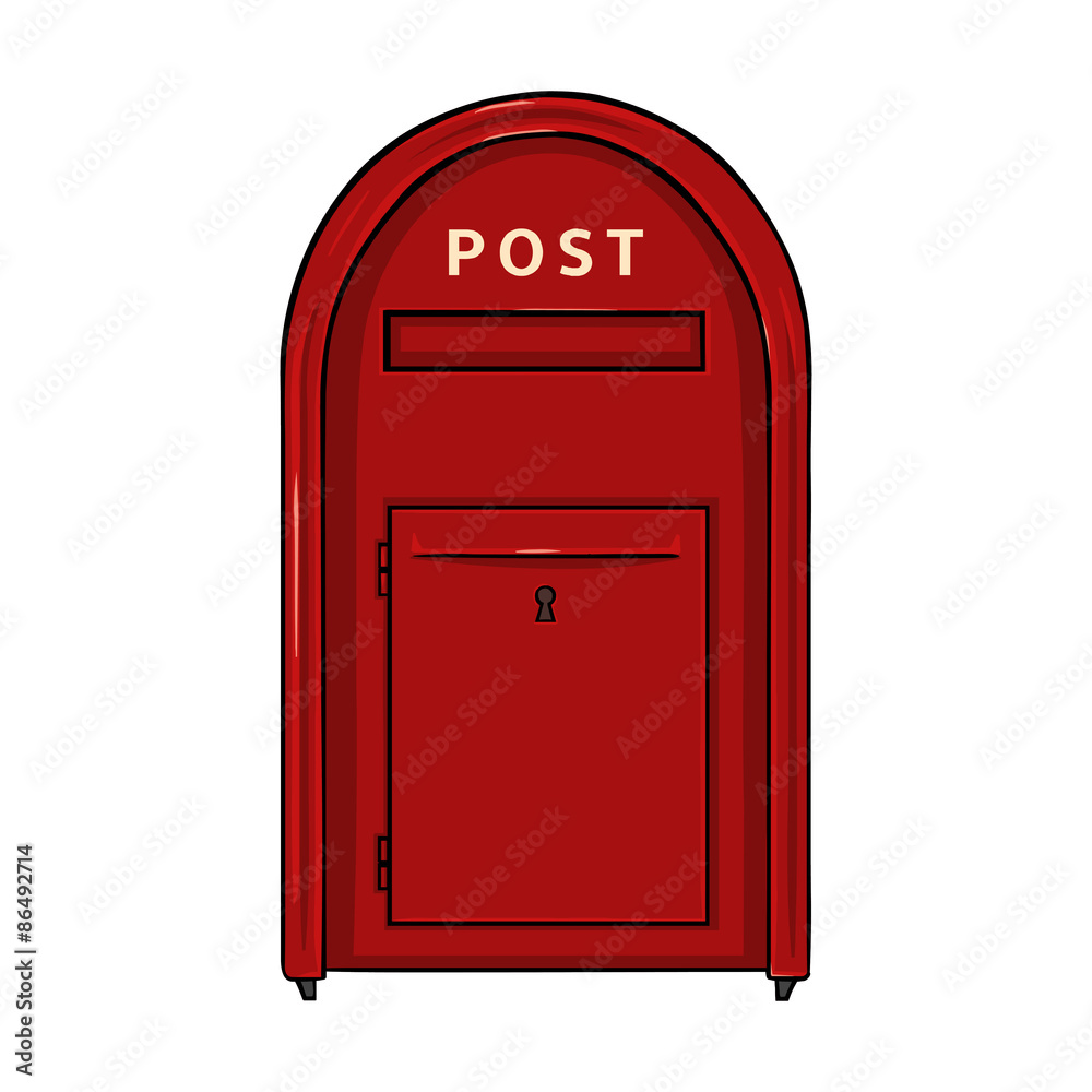 Vector Single Cartoon Red Street Postbox. Outdoor Mailbox. Stock Vector |  Adobe Stock