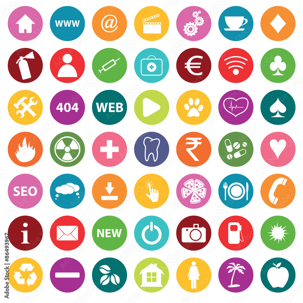 Colored round icon set Colored round icon set