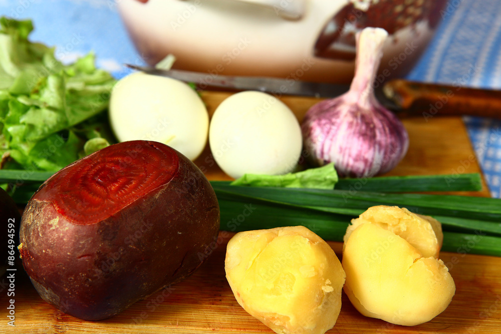 ingredients for the summer cold beet root soup