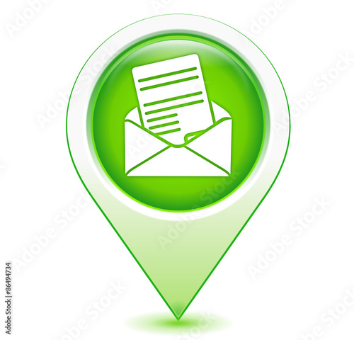 courrier sur marqueur géolocalisation vert