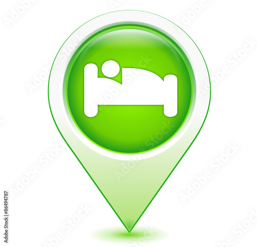 hébergement hôtel sur marqueur géolocalisation vert