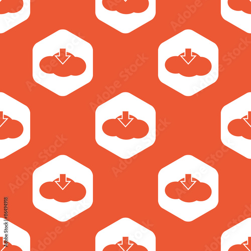Orange hexagon cloud download pattern