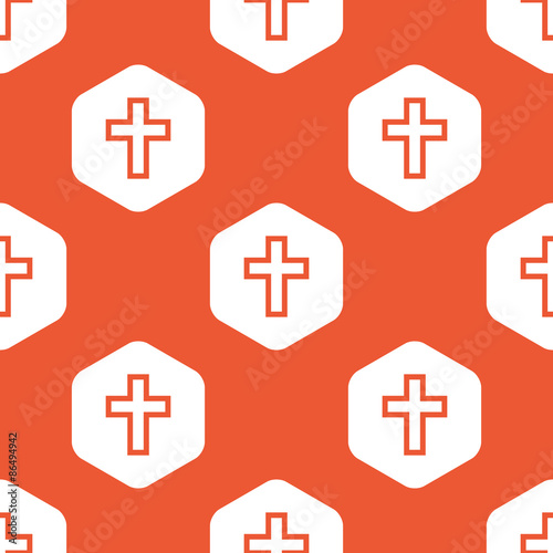 Orange hexagon christian cross pattern