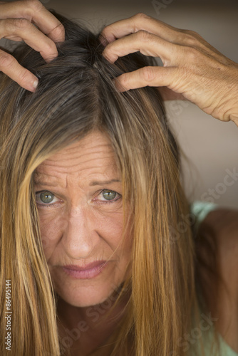 Stressed Woman tearing her hair
