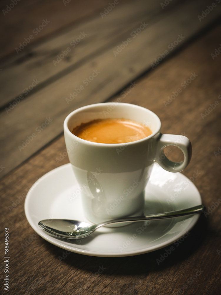 cup of coffee latte on the wood texture