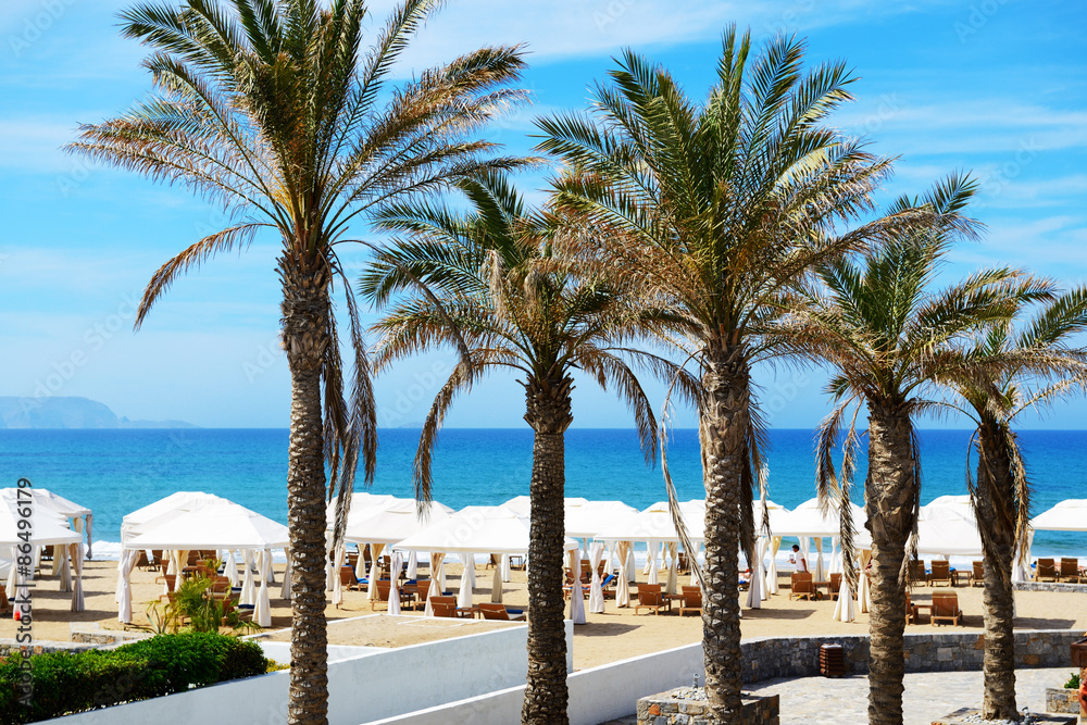 View on a beach at luxury villa, Crete, Greece