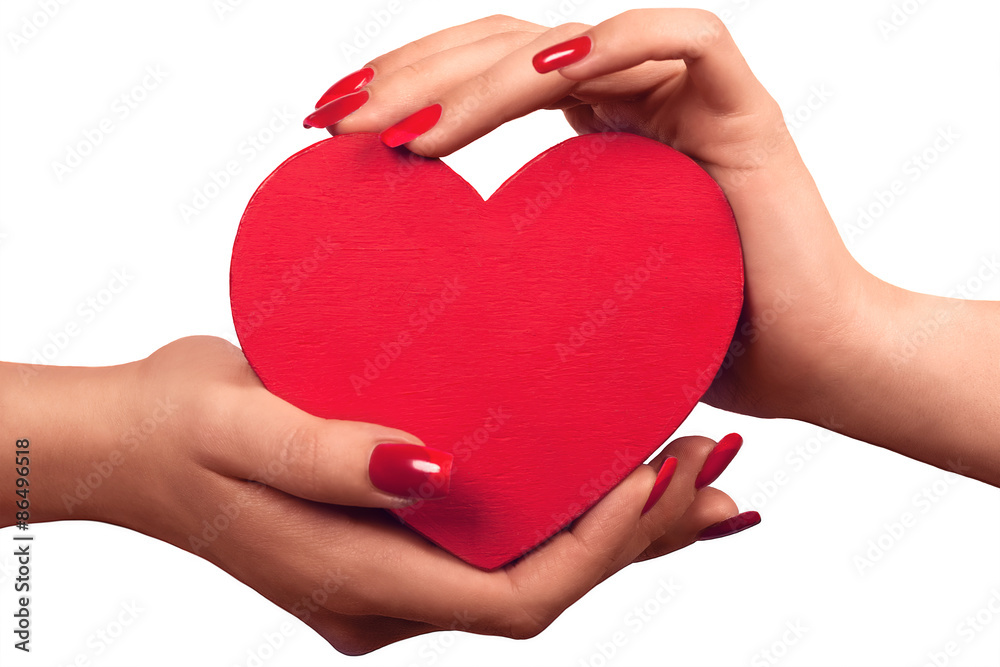 Obraz premium Heart in hands isolated on white