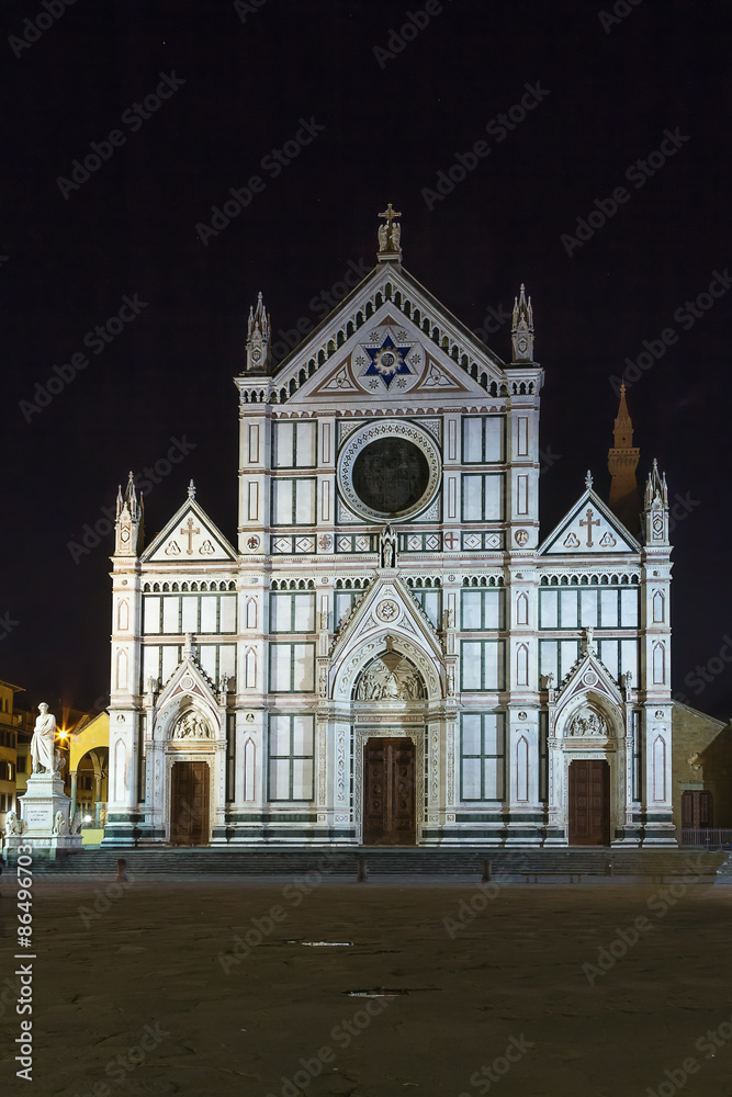 Basilica of Santa Croce in evening, Florence, Italy
