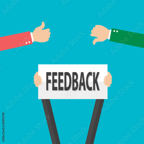 Feedback concept Businessman holding Feedback  sign, vector